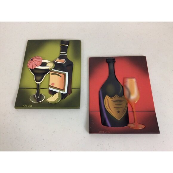 Will Rafuse Bar Cocktail Martini Signed 3D Ceramic Art Work Lot of 2 - Picture 5 of 8